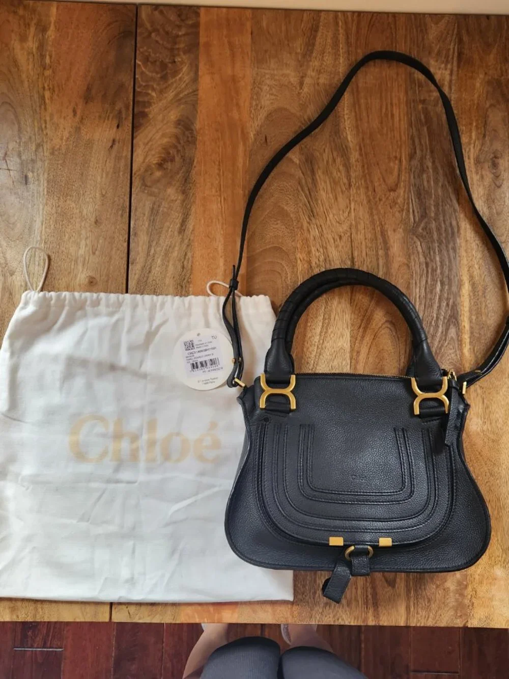 Chloe Small Marcie Leather Satchel-Black Grain Leather
